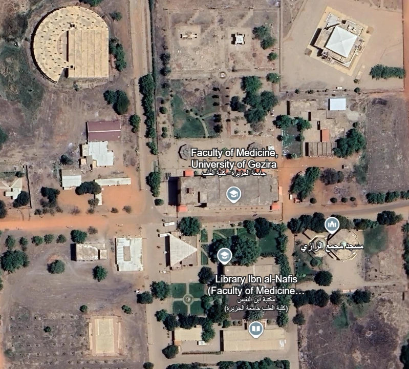 خريطة توضح موقع جمعية حياة الخيرية في ود مدني